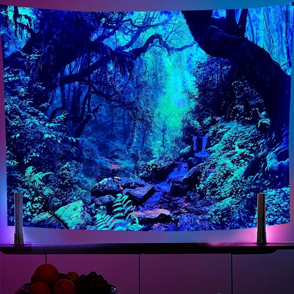 Гобелен с лесным принтом, эстетический дизайн дерева, растения, зеленый гобелен, декор комнаты Эстетический гобелен настенный