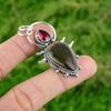 Pear Natural Smoky Quartz Mozambique Garnet 925 Sterling Silver Pendant Jewelry