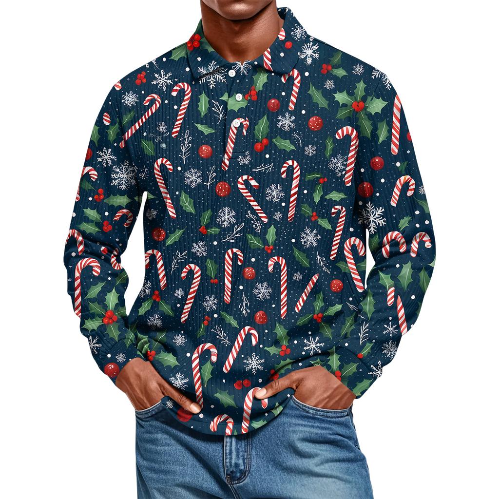 Men's Casual Style Solid Color Loose Shirt Long-sleeved Top