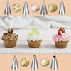 Jeffdad 7 Pcs Round Hole Piping Tips Set, Professional Stainless Steel Cupcake Frosting Nozzles Tool Russian Pastry Icing Dispensers Supplies for