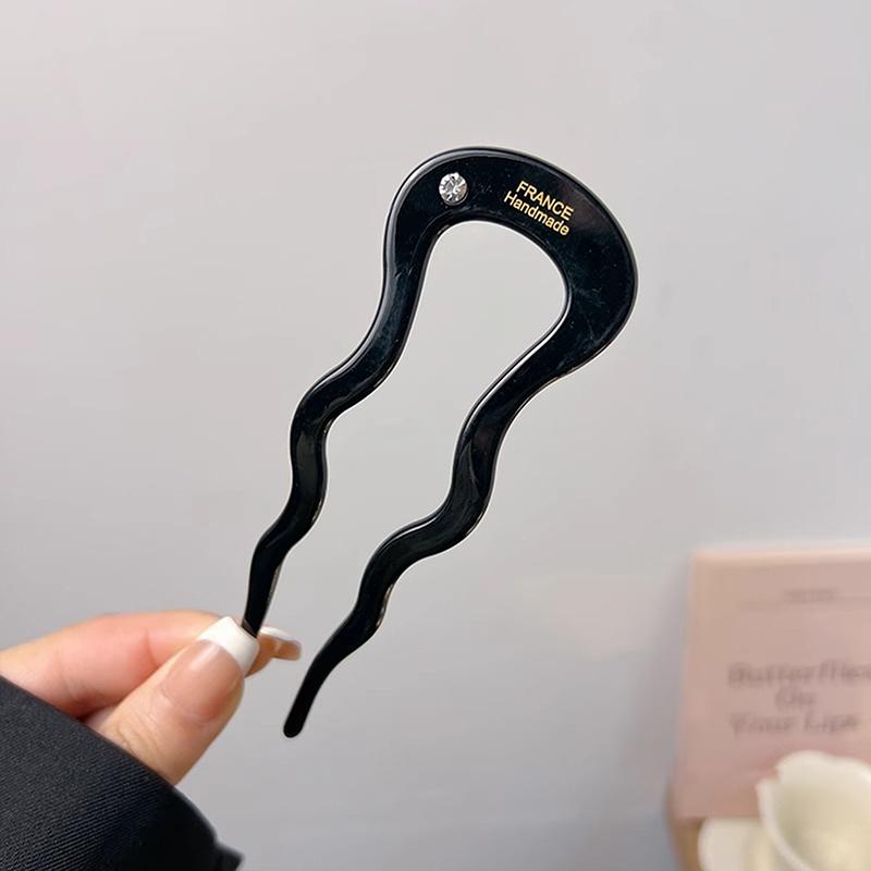 Французская заколка для волос, заколка для волос из ацетата, волнистая U-образная шпилька, винтажная заколка для волос в виде черепахового панциря, женская заколка для волос, аксессуары для волос