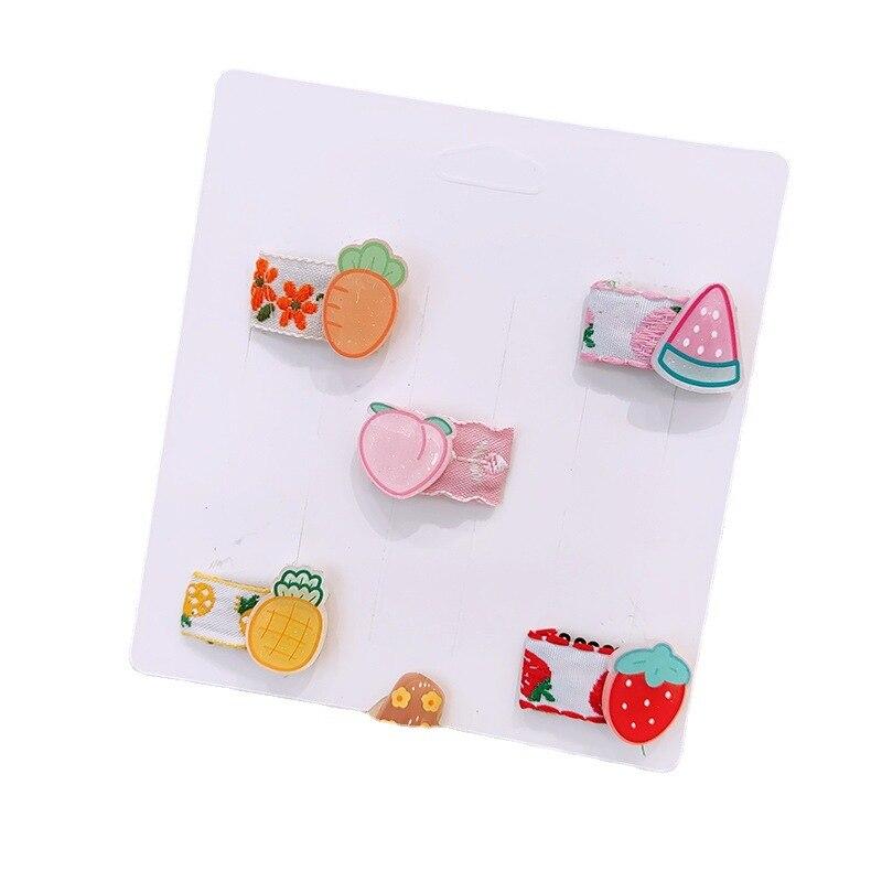 5pcs/set Mini Baby Hair Clip Cute Cartoon Floral Fruit Hairpin for Toddler Girls Small Kawaii Bang Side Clip Hair Accessories