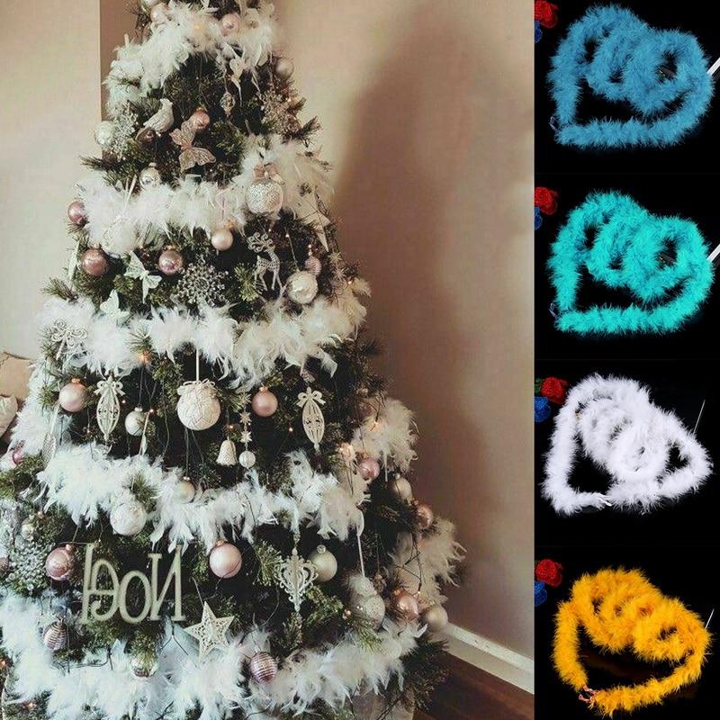 2 м DIY Рождественская елка с белыми перьями Боа в полоску Рождественская лента вечерние гирлянды украшения ткань для одежды