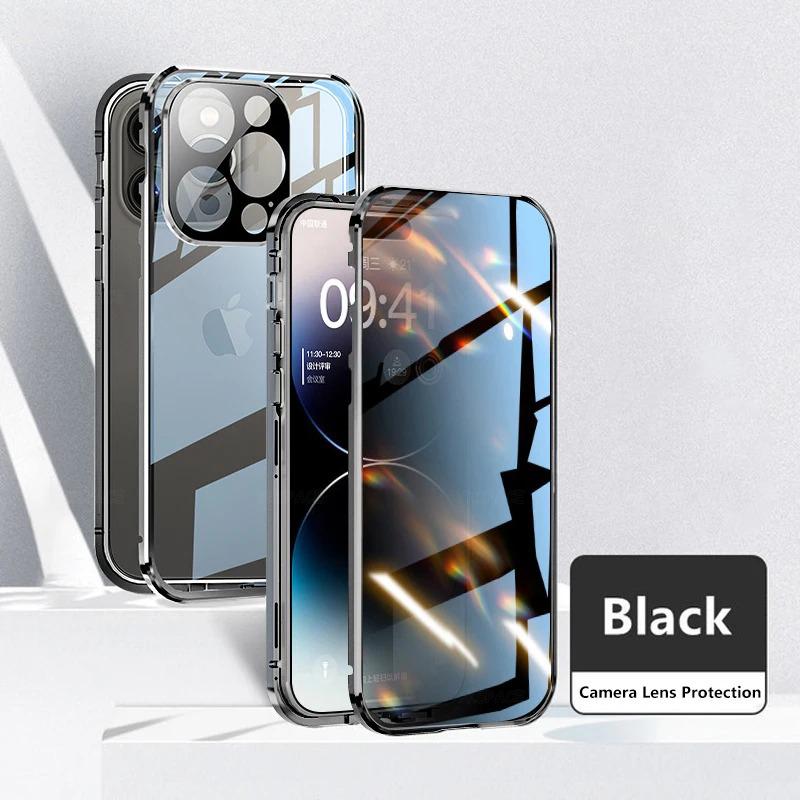 Защитное стекло Anti Spy Privacy с защитой линз Магнитный чехол-присоска Для iPhone 16 15 14 Plus 13 12 11 Pro Max