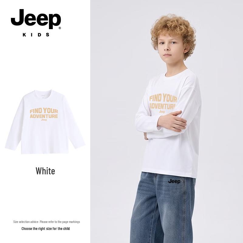 JEEP Boys' Long-Sleeve Casual Cotton Graphic T-Shirt