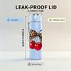 1PC Bow Decor Red Cherry Fruit Print 750ml Color Plastic Sports Water Bottle Leakproof Flip Straw Lid Suitable for Sports Office Home Use