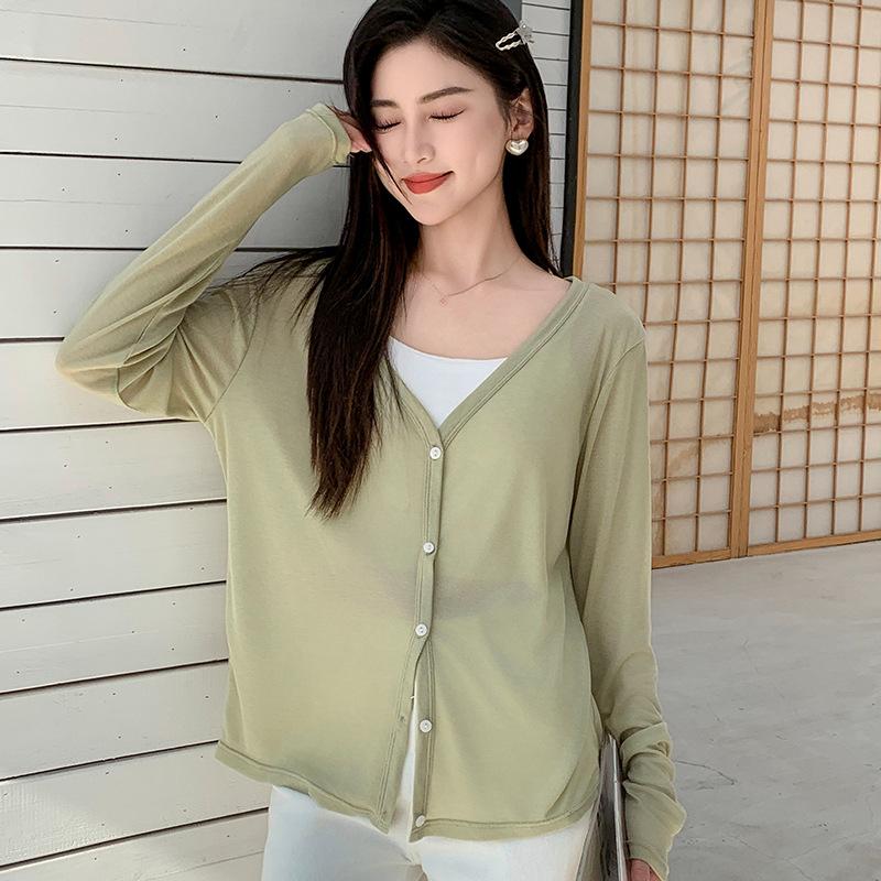 New Spring and Summer Collection of Lyocell Tencel Sunscreen Cardigan for Women Thin Design Paired with Knitted Top Air Conditioning Shirt