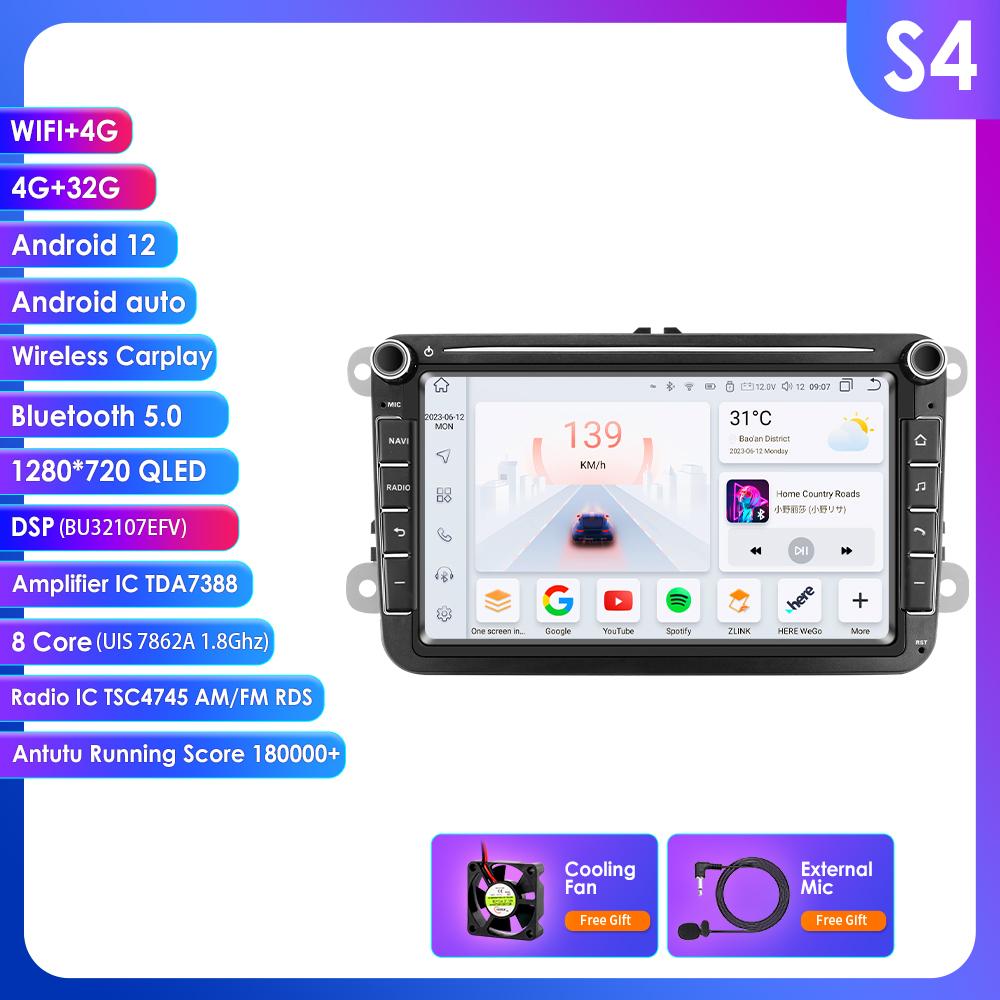 OSSURET 8-дюймовый 2-Din мультимедийный проигрыватель для Volkswagen Golf 5 Transporter VW Passat B6 Polo Jetta Skoda Seat Android 13 Intelligent Carplay Car Radio GPS