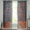 Misty Autumn Forest Sheer Curtains Bedroom Voile Curtain Living Room Window Sheer Curtains Kitchen Tulle Drapes