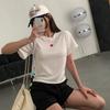 New Arrivals Open Run Women HearT PaTTern ShorT Sleeve Round T shirT Semi Crop