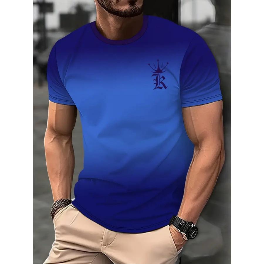 Letters Men's T-shirt 3D Printed Tees Male Simple Gradient Fashion Trend Short Sleeve T Shirts Casual Summer Clothing