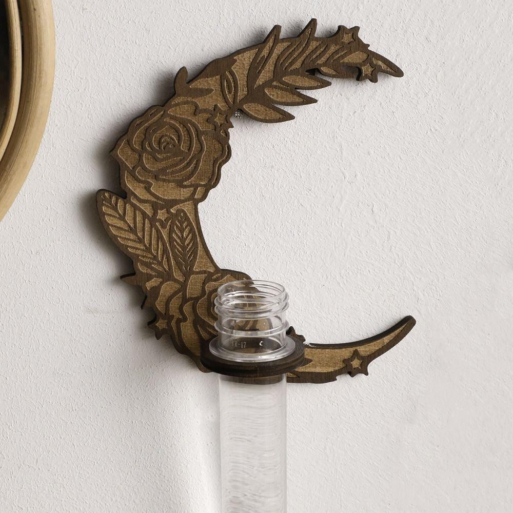 With Pipes Sun Moon Wall Planters Wall-Mounted Wall Hanging Holder Wooden Plant Fram Kitchen