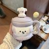 Милая Кружка с Щенком, Крышкой и Ложкой, Керамическая Чашка, Чашка для Воды для Пары, Девочек, Домашняя Чашка для Завтрака, Детей