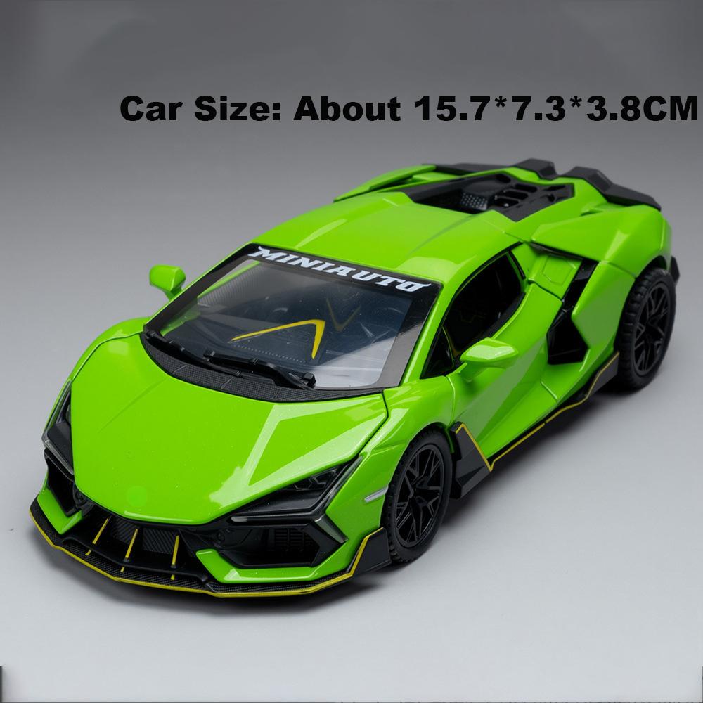 1:32 Scale Revuelto Police Car Model Toy Doors Opened Sound Light Sports Cars Pull Back Alloy Body Vehicle Hobby Decorations