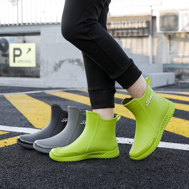2025 новые дождевики мужские короткие водонепроницаемые резиновые ботинки повседневные сапоги для рыбалки автомойки рабочие водонепроницаемые сапоги нескользящие бархатные дождевики