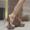 Transparent Snake Pattern High Heel Stiletto Platform Sandals for Women
