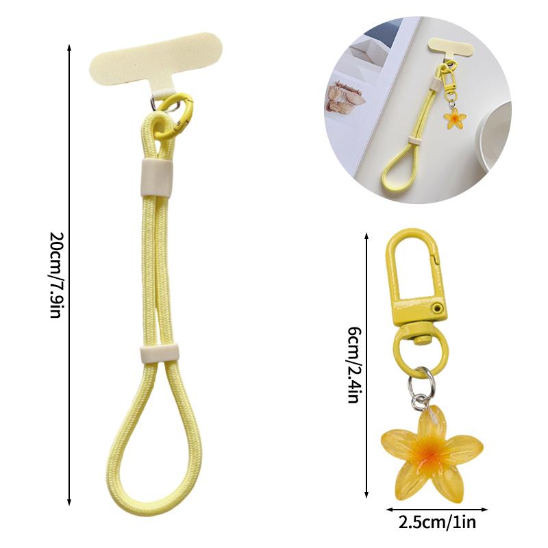 Cell Phone Lanyard Keychain on The Phone Macaron Color Beads Pendant Mobile Phone Rope Flowers Keychains Accessorie