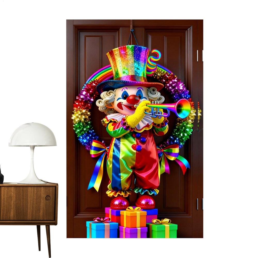 Carnival Door Banner 35.4x70.8 Inches Cartoon Holiday Backdrop Front Door Banner For Storefront Entrance Party Apartment School