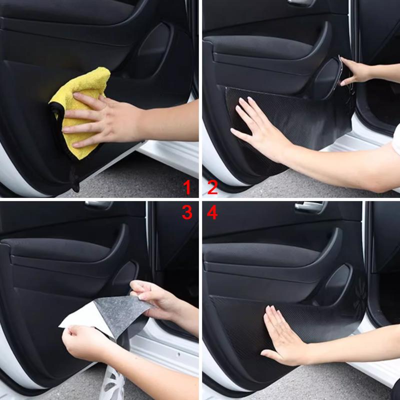 Car Door Anti Kick Pad Carbon Fiber Leather Texture Anti Dirt Protective Sticker Auto Accessory For Geely Coolray 2024 2025