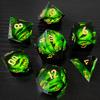 7Pcs/Set Green Mini Clear Eye Dice Vintage Portable Dragon Golden Number Sharp Edge Funny Resin Polygonal Board