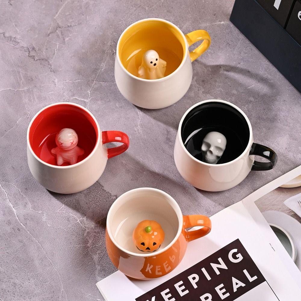 Hand Painted Ceramic Mug 3D Figurine Design Novelty Coffee Cup Cute 3D Figurine Mug Halloween