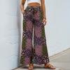 Женские новые летние брюки на шнуровке с принтом Temperament, широкие брюки с высокой талией