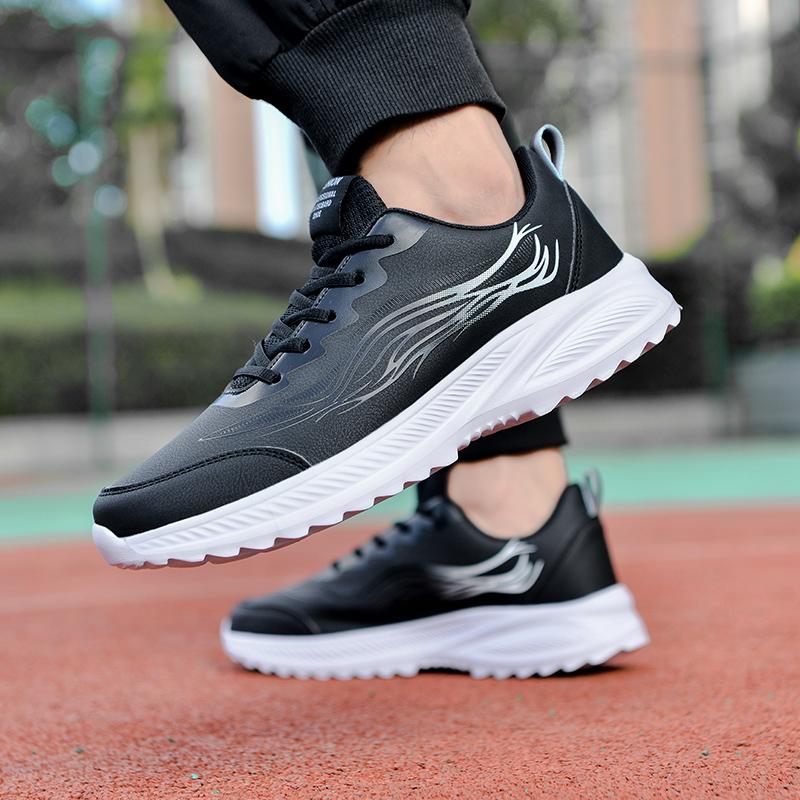 Водонепроницаемая кожаная поверхность Мужские кроссовки для бега Весна Осень Повседневные Легкие Амортизирующие Универсальные Спортивные Кроссовки