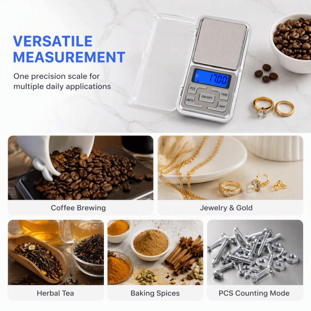 200g x 0.01g Digital Pocket Scale ABS Stainless Steel Jewelry Scale Home Kitchen