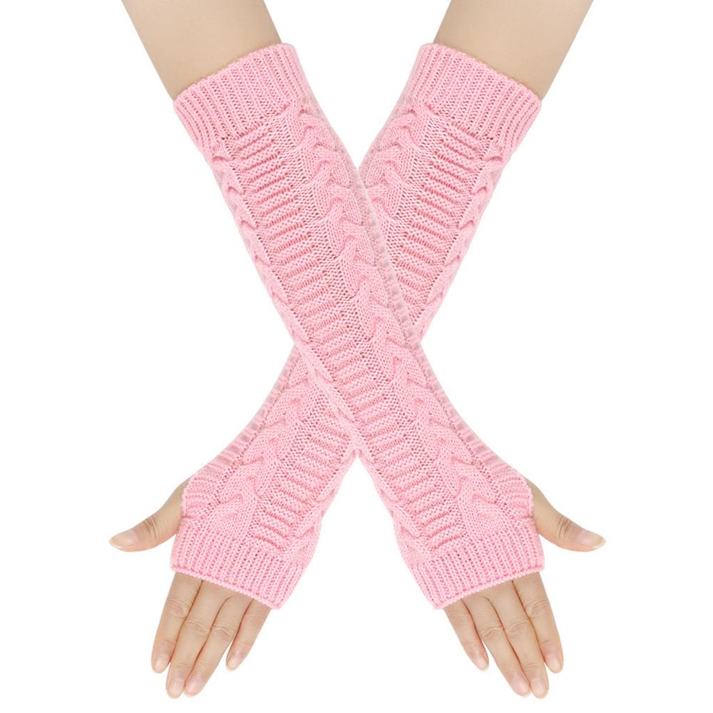 Women's Winter Warm Wool Gloves, Fingerless Long Sleeve Extended Gloves