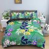 Flowers King Queen Duvet Cover 3D Colorful Floral Printed Polyester Bedding Set for Teens Adults Women Leaves Soft Quilt Cover