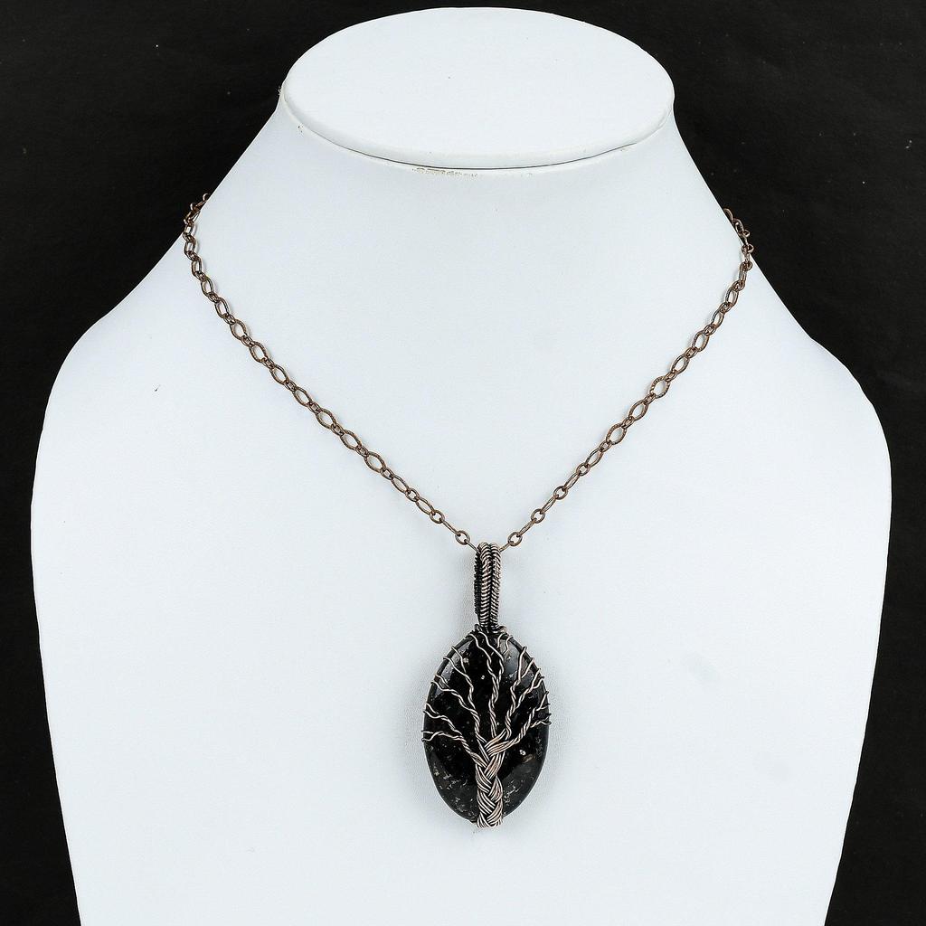 Подвеска из нумита «Дерево жизни», медная проволочная обертка, ювелирное изделие «Дерево жизни», антикварная подвеска ручной работы, драгоценный камень, медное ювелирное изделие, подарок для нее