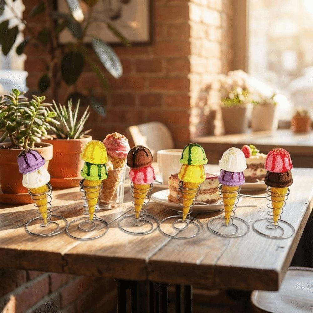 Conical Spring Ice Cream Cone Holder Metal Basket French Fry Display Wedding Decoration