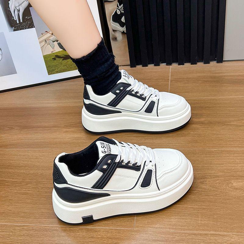 2025 Summer New Women's Slim Fit Platform Chunky Dad Shoes College Style Thick Sole Heightening Sporty Sneakers