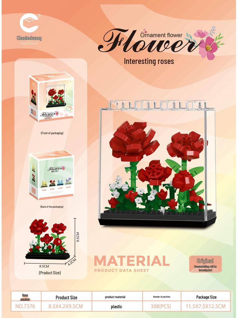 Compatible Lego Dreamy Flower Box: Potted Plant Building Block Bouquet - Sunflower & Carnation Educational Toy.