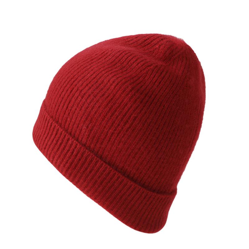 Women's 100% Pure Cashmere Hat - Stylish Solid Color Ear Protection for Autumn/Winter