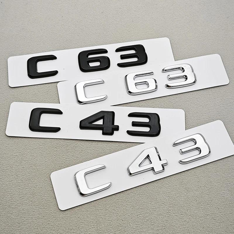 3D ABS Car Letters C43 C63 Logo Rear Trunk Badge Emblem Decals For Mercedes Benz AMG C43 C63 W205 W206 Car Sticker Accessories