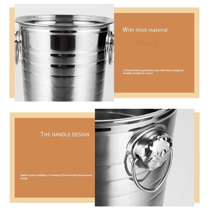 Ведро для охлаждения вина и пива из нержавеющей стали, ведро для шампанского, вина, пива, льдогенератор для KTV-бара, кухонная утварь для вечеринок, аксессуары для бара