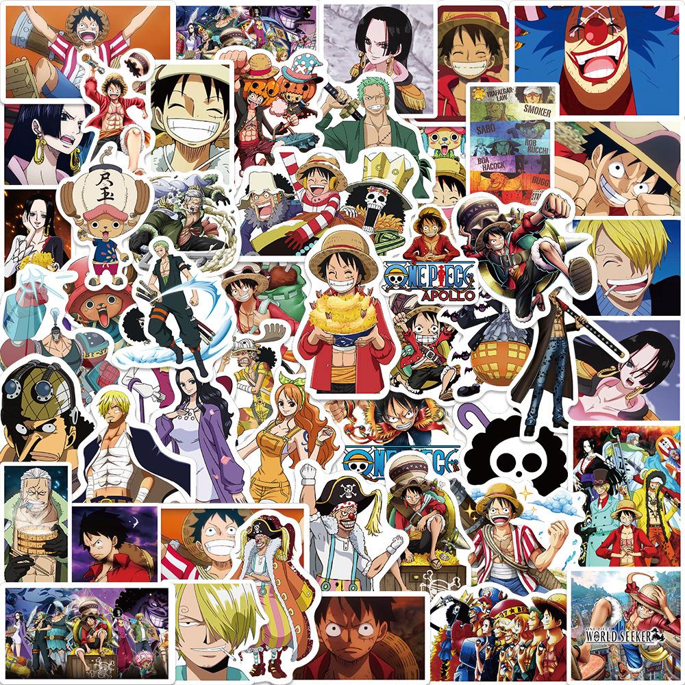 50/100 шт. Аниме-наклейки ONE PIECE Крутые мультяшные наклейки Детская игрушка Канцелярские принадлежности для DIY Чемодан Автомобиль Велосипед Водонепроницаемые Классические манга-наклейки