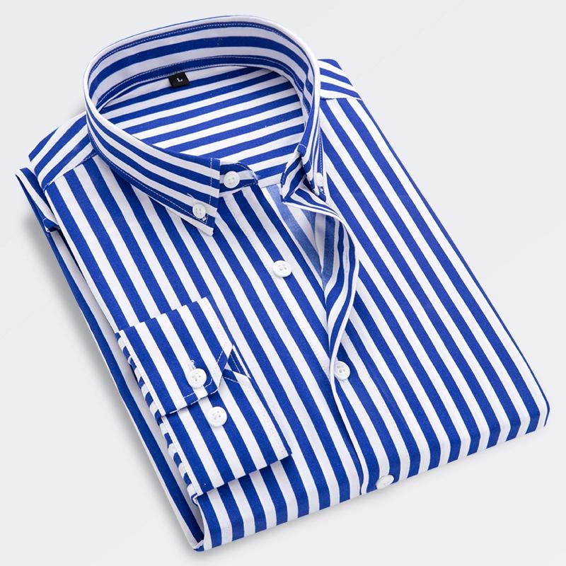 Men's Striped Shirts Trun Down Collar Business Formal Shirt Men Slim Korean Style Casual Long Sleeve Shirts