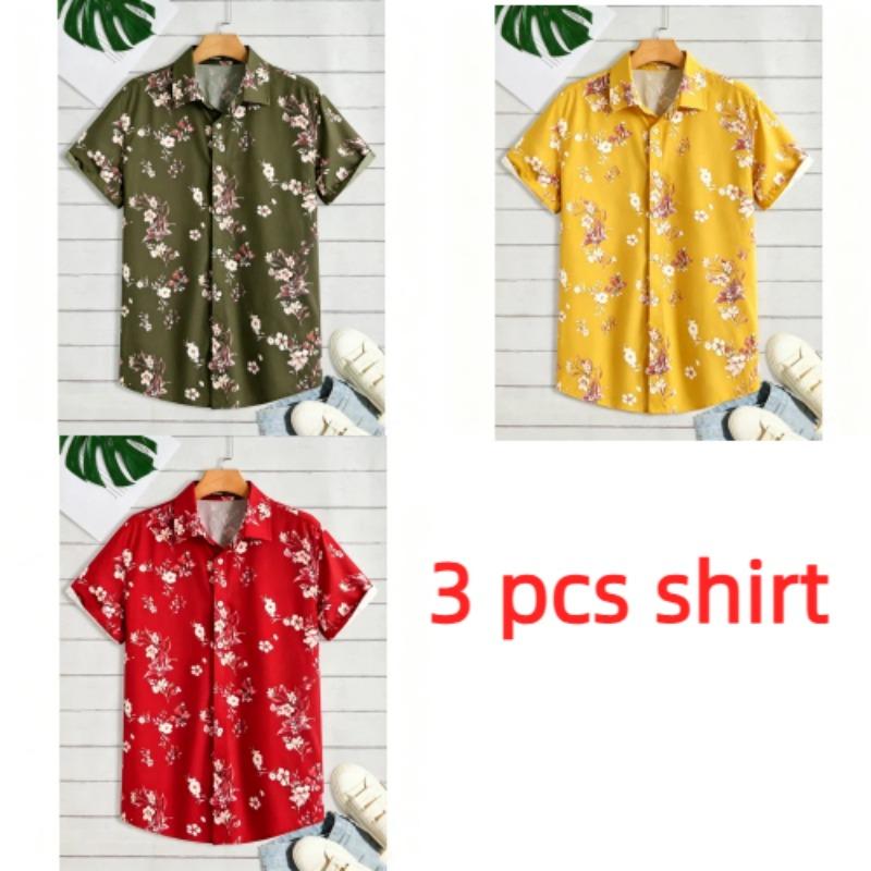 Multiple Colors Available Flower Printing Shirt Summer Hawaiian Beach Vacation Clothing Men's Fashion Street Style Shirt Daily Men's and Women's Shirt