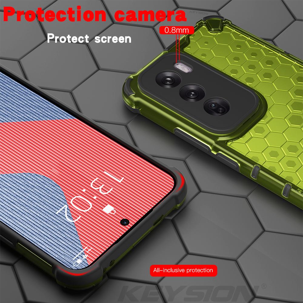 KEYSION Противоударный бронированный чехол для OPPO Reno 12 Pro 5G Мягкий силиконовый + прозрачный сотовый чехол для телефона OPPO Reno12 5G