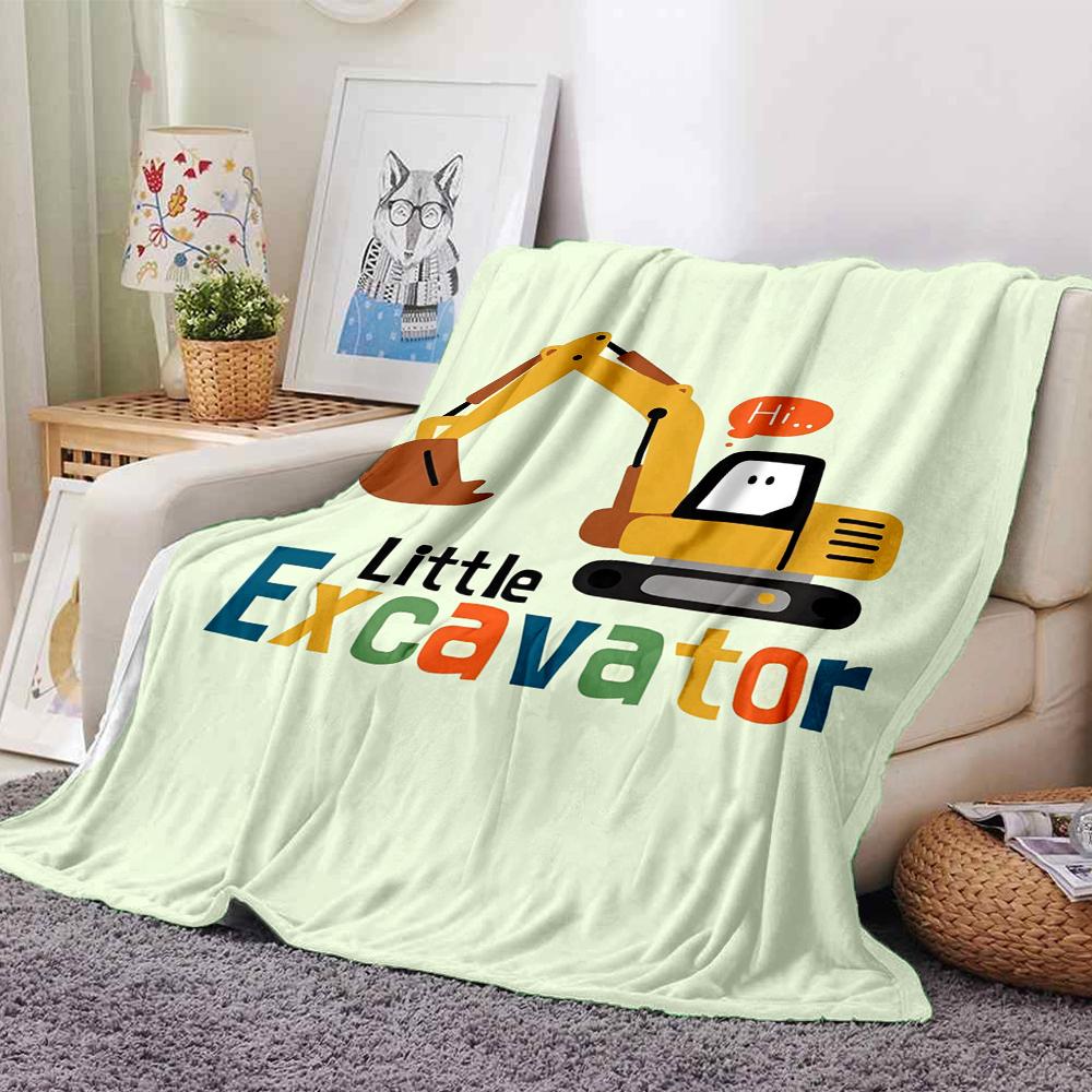 excavator Theme Printed Blanket - Perfect for Couch, Bed, Travel & Outdoor Use | Machine Washable, Cozy & Durable.