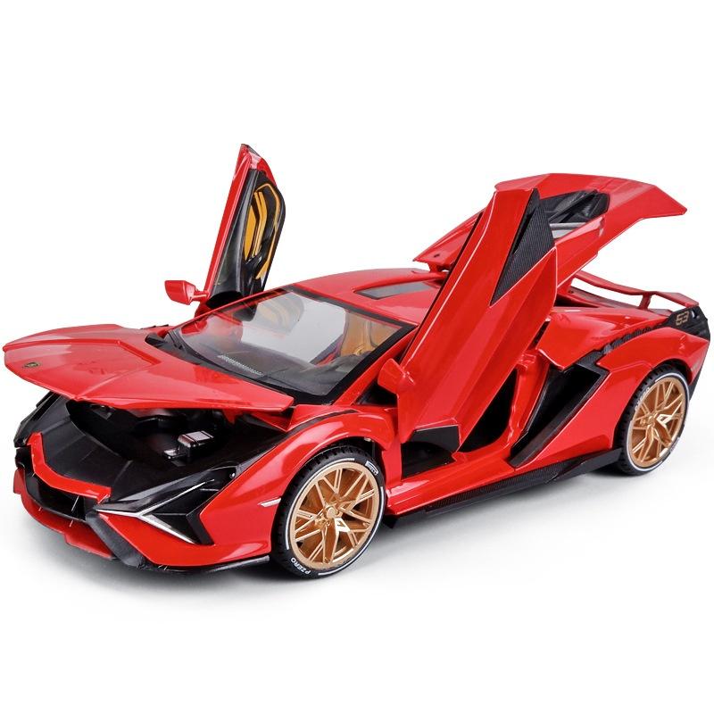 RUM1:22 Scale Lamborghini Sian FKP 37 Alloy Car Model Light & Sound effect diecast car Toys for Boys baby toys birthday gift car toys kids toys car