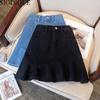 MODIQUE, летние шорты, юбка, женская эластичная свободная повседневная базовая женская юбка трапециевидной формы, милая однотонная джинсовая юбка с высокой талией и оборками