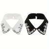 1PC Fake Collar Shirt Women Lady Detachable Collars Beaded Faux Collar Detachable Lapel False Fake Chiffon Collars
