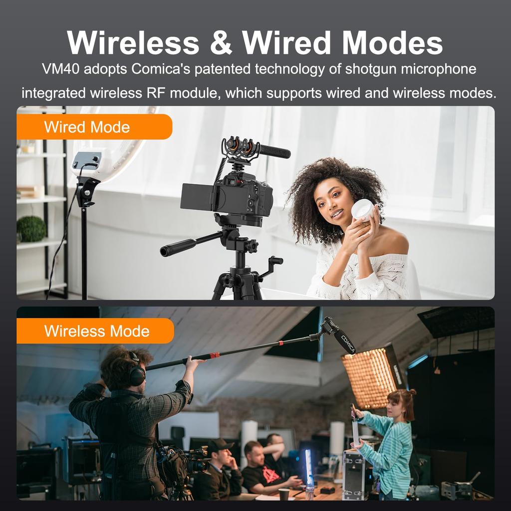 Wireless Microphone Comica VM40 Gun Microphone 32G Internal Super Wireless Wired Dual Mode 200m Transmission Distance USB C Output External Microphone