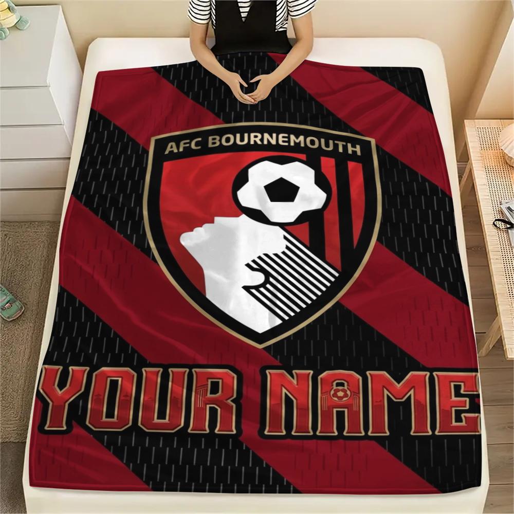 1PC Custom Name Afc Bournemouth Patterned Flannel Blanket Suitable For All Seasons for Home Decor Warmth and Comfort Gifts Holiday Present