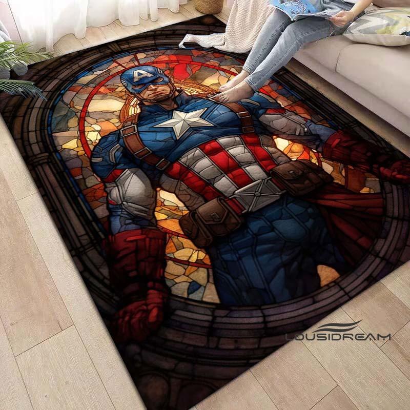 Captain America Cartoon-Themed Rug — Living Room Home Décor, Bedroom, Sofa & Doormat Accent, Children's Rug, Non-Slip Mat