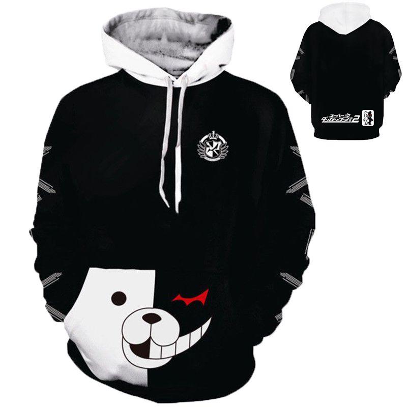 Anime Monokuma Danganronpa Cosplay Hoodie Sweaters Unisex Casual Sweatshirt Coat