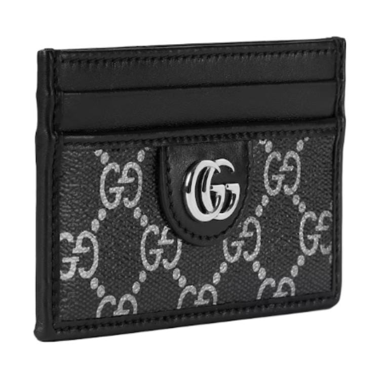 GUCCI Coated Fabric Card Holder Men's Black & Silver 834795-FAFUD-8643